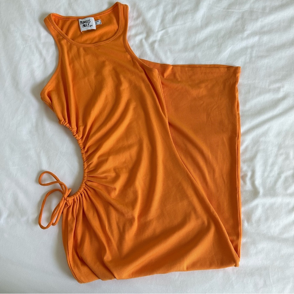 Orange Midi Dress w/ Cut Outs (Princess Polly)